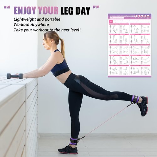 Ankle Resistance Bands with Cuffs, Ankle Bands for Working Out, Kickbacks Hip, Leg Glute Exercise Equipment with Training Poster, Resistance Workout Equipment for Women(Purple)