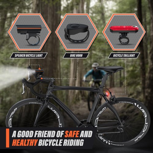 KUNHAK Rechargeable Bike Lights, Ultra Bright Bike Lights for Night Riding, Road Mountain Bike Accessories for Kids Adults - Headlight with Tail Light