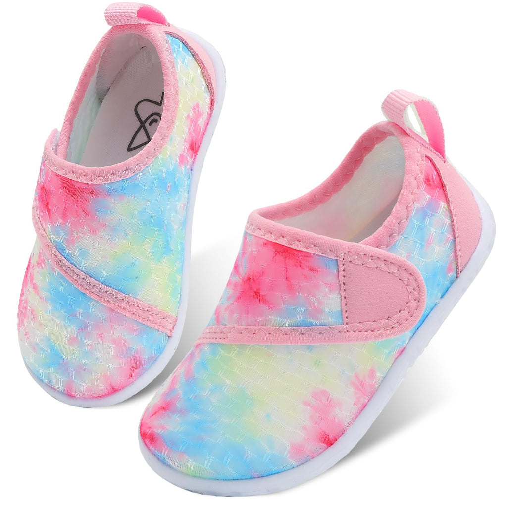LeIsfIt Kids Water Shoes Toddler Girls Boys Swim Shoes Outdoor Quick-Dry Breathable Aqua Socks for Beach Pool Surf, Tiedye, 12 Little Kid