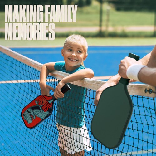 SPORTBIT Kids Pickleball Paddles Set of 2 - Child Size, Lightweight Carbon Fiber Youth Paddles with Bag and Ball for Kids Under 12
