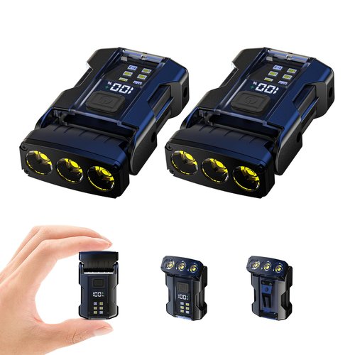 MAKDAK EDC Keychain Flashlight Rechargeable - Super Bright Mini Clip on Keychain Light with COB Side Light,Tail Magnet,Rotatable Head,Digital Battery Display for Outdoor,Camping,Emergency(2Pack)