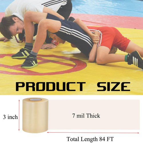 JUYO VONSAN 20 Pcs Wrestling Mat Tape 3'' x 84' Clear PVC Gym Floor Mat Tape, 7mil Thick, for Wrestling Grappling Exercise (20, Clear, 3'' x 84')