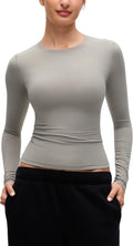CRZ YOGA Softembrace Long Sleeve Crewneck Shirt for Women - Casual Fitted Fall Top
