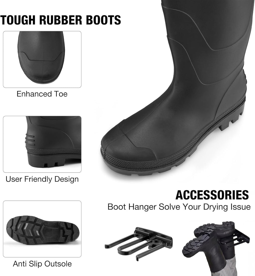 Skiennix Fishing Waders for Men | Waterproof 2-Ply Nylon/PVC Chest Waders with Boots