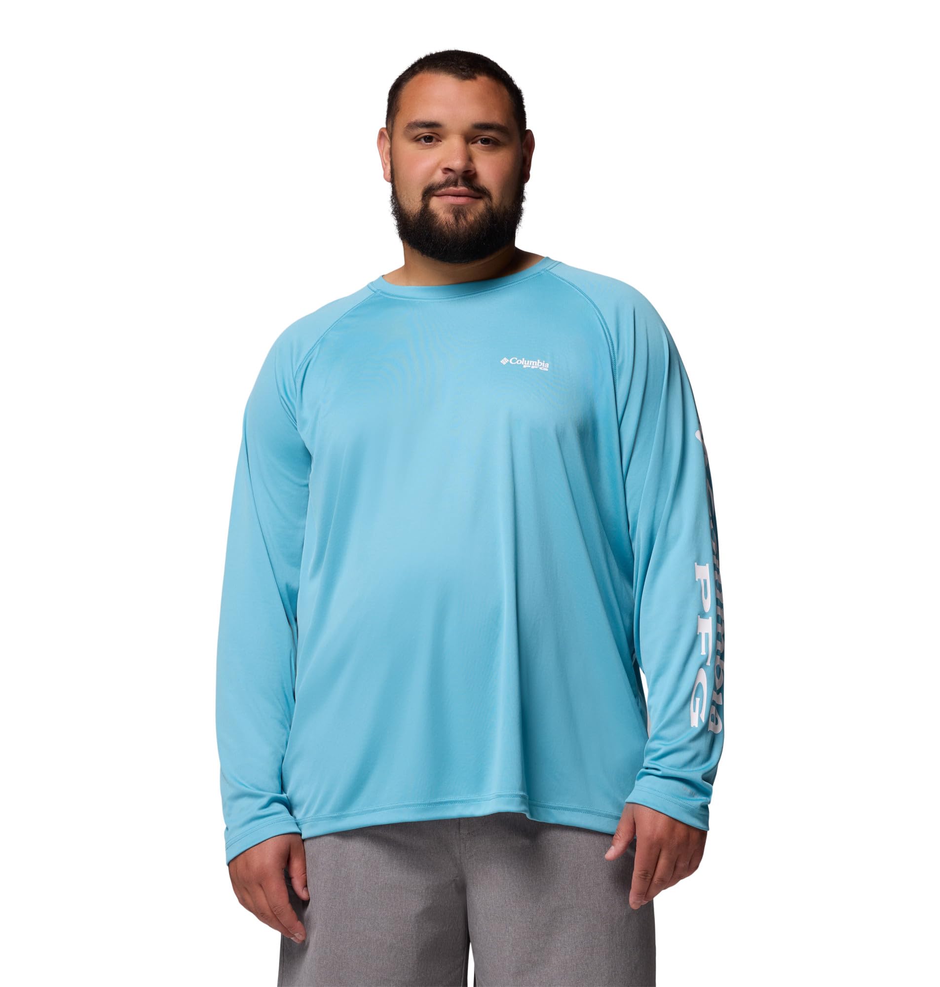 Columbia Men's PFG Terminal Tackle Long Sleeve Fishing Shirt, Vintage Blue/White Logo, 5X Tall