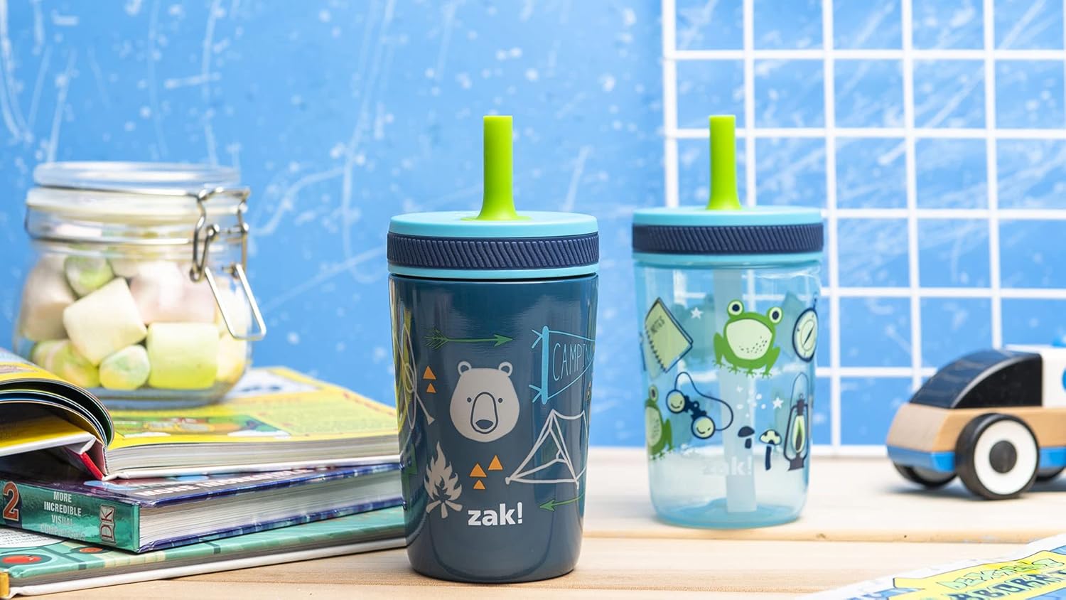 Zak Designs Kelso Tumbler Set - Leak-Proof Kids' Cups with Straw & Bonus Sipper | 3-Piece Non-BPA Bundle
