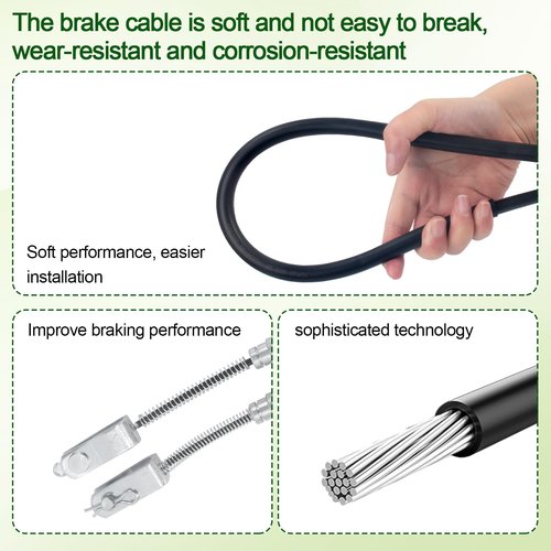 VQQLII Golf Cart Brake Cable Kit for EZGO TXT 1994 & up or EZGO TXT Marathon Medalist, Driver & Passenger Side Brake Cable 70969-G03 70716-G03 70273-G03 - Stainless Steel Core