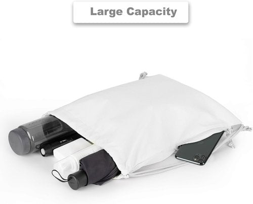Lily Queen Drawstring Backpack - Foldable Water-Resistant Gym Bag for Men & Women | White