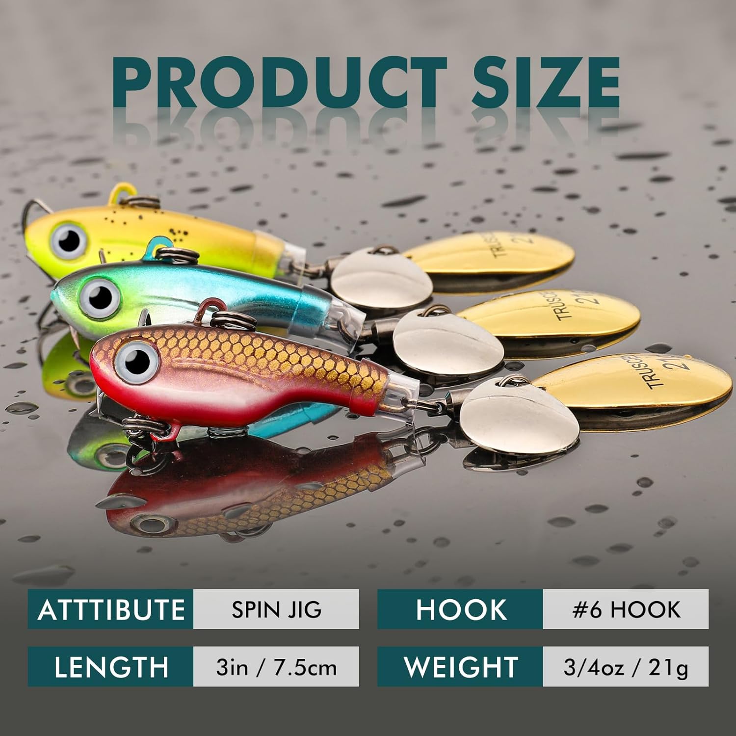 TRUSCEND Swim or Jig Fishing Spinner Baits for Freshwater and Saltwater, Rooster Tail Fishing Lures for Trout Bass Walleye Crappie Salmon Pike, Blade Bait with Copper Blade