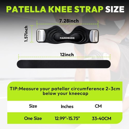 HANDBODE Patellar Tendon Support Strap - Adjustable Silicone Knee Brace for Pain Relief | 2 Pack
