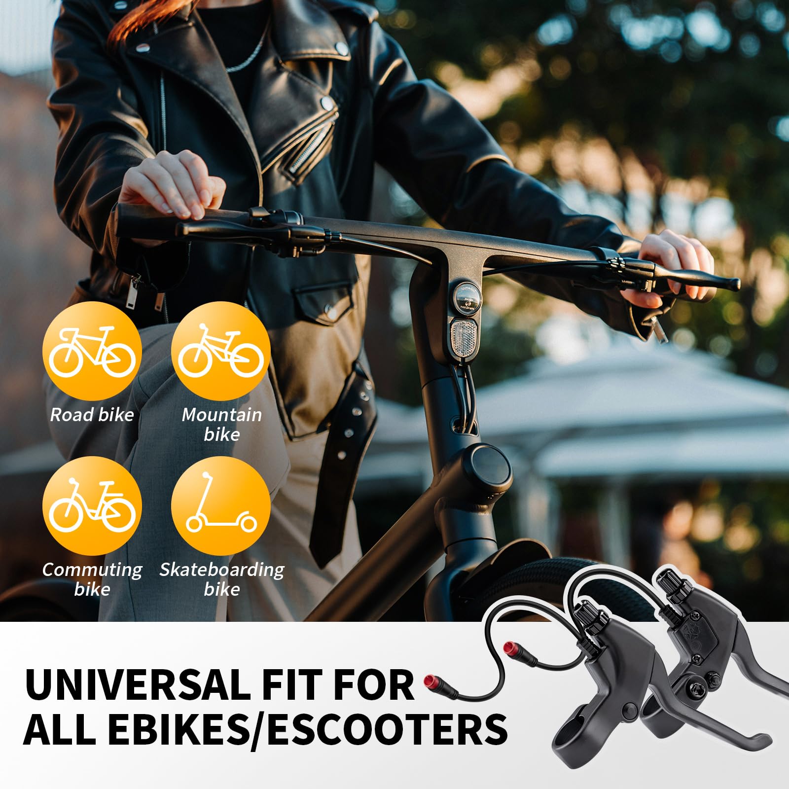 Zeekpowa Ebike Brake Levers 2 Pin Connector 2 Wires Left & Right Electronic Brake Lever for Electric Bicycle E-Bike Scooter (1 Pair)
