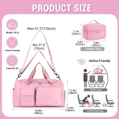 FIORETTO Women's Gym Duffle Bag - 30L Capacity with Shoe Compartment | Perfect for Travel & Sports