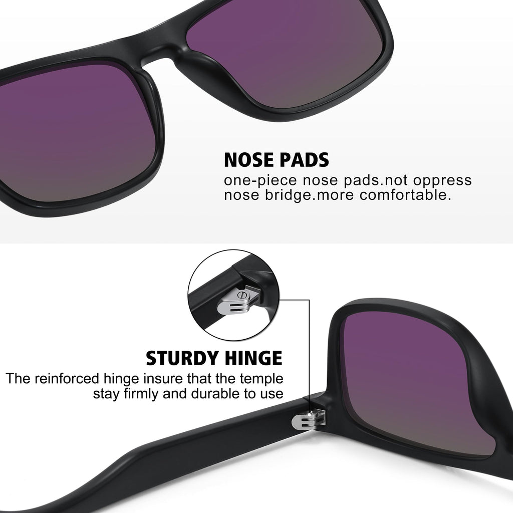 MEETSUN Polarized Sunglasses For Men Women UV Protection Square Frame Sport Fishing Driving Sunglasses (3 Pack) Black/Ice blue/Green