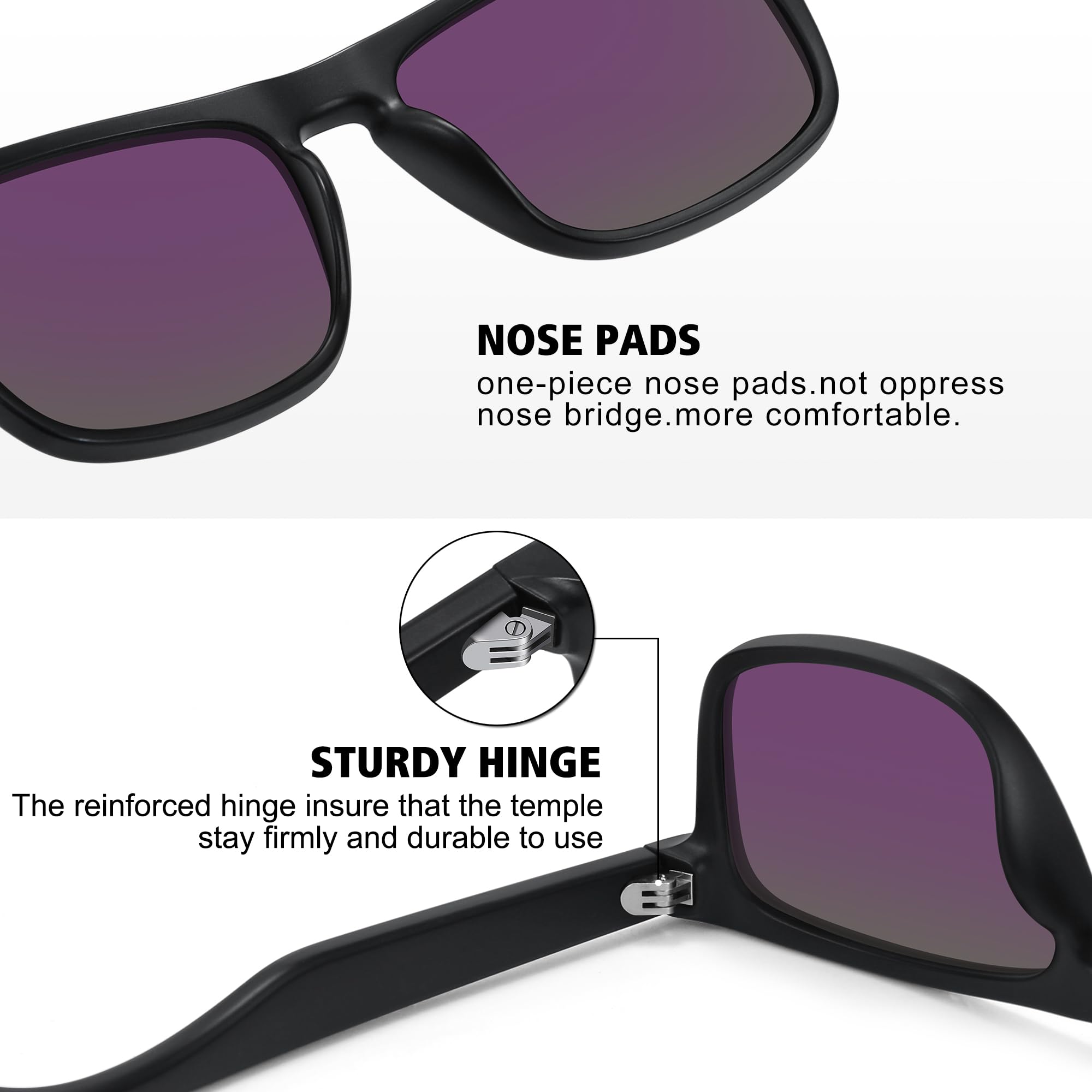 MEETSUN Polarized Sunglasses For Men Women UV Protection Square Frame Sport Fishing Driving Sunglasses (3 Pack) Black/Ice blue/Green