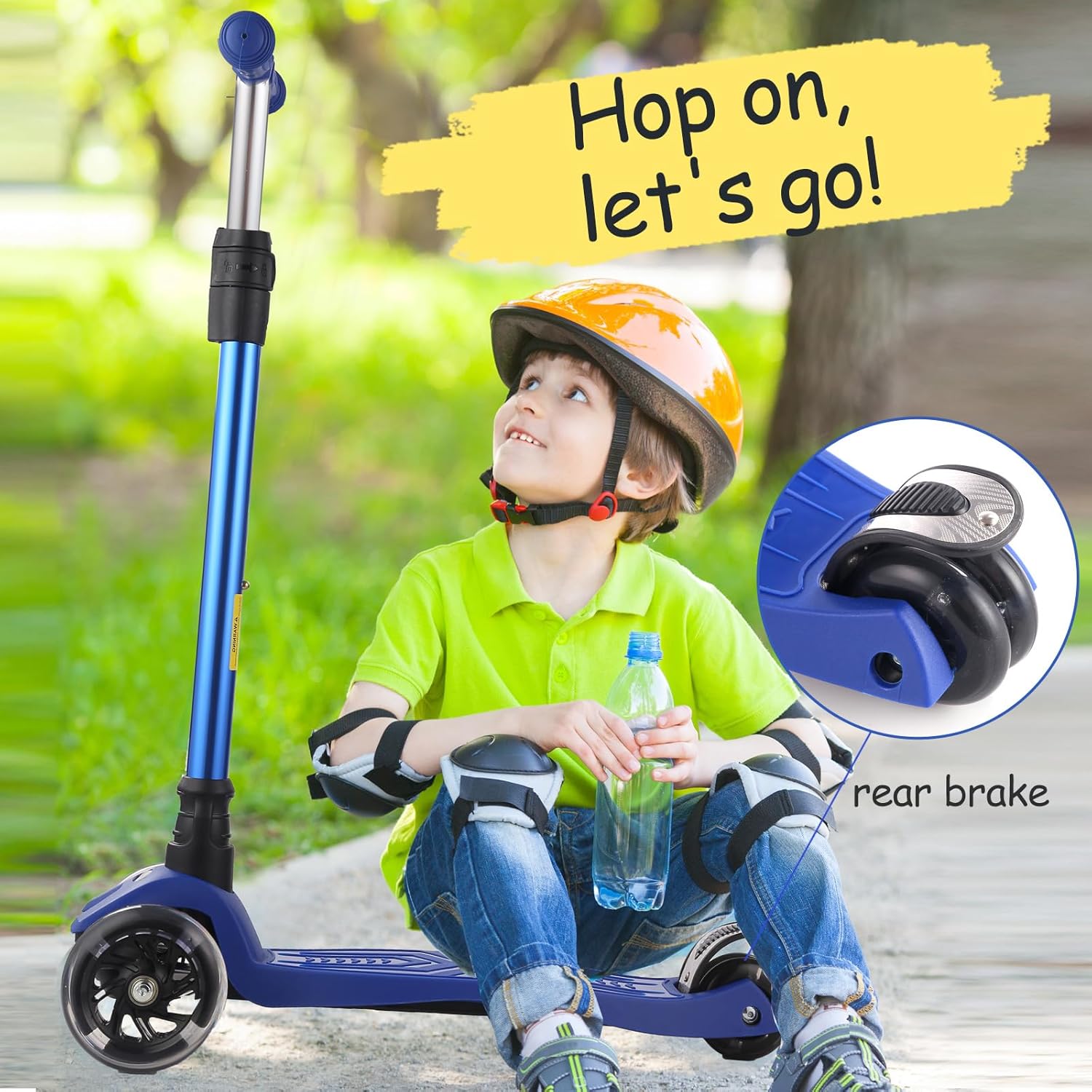 Skiennix 3-Wheel Kids Scooter - Light-Up Wheels, Sturdy Deck, Adjustable Height for Ages 3-12