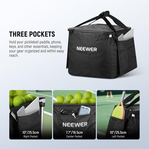 NEEWER Tennis Ball Hopper - Durable Pickleball Retriever Cart for Easy Training & Teaching