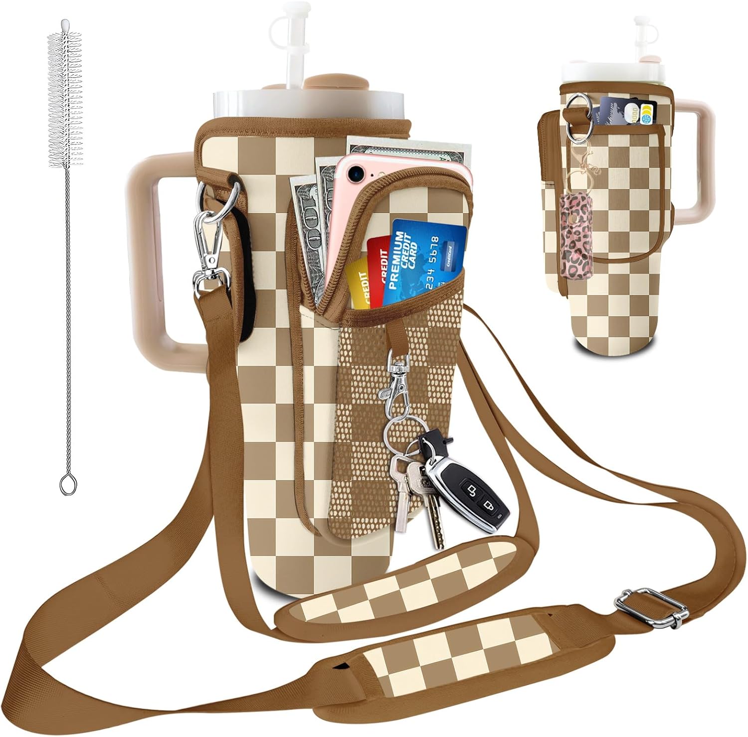 Stanley Carrier Bag - Versatile Holder for 40oz/30oz Tumblers | 2 Adjustable Straps & 3 Pockets