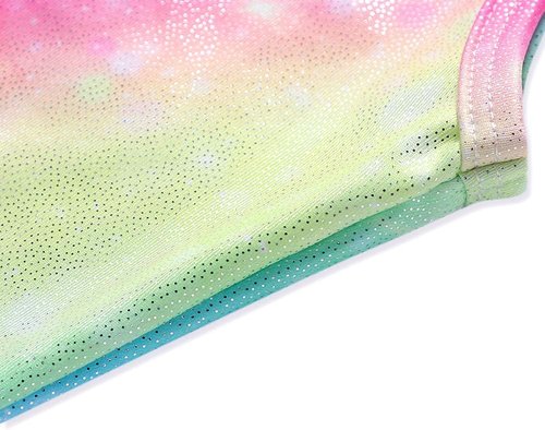 HOZIY Gymnastics Leotards for Girls - Fun Biketards with Shorts in Rainbow Unicorn Design