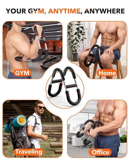 eWonLife Twister Arm Trainer - Adjustable 6 Resistance Level Arm & Chest Workout Equipment for Man Women Arm Trainer Chest Exerciser Portable Home Gym Equipment for Strengthen Upper Body (Red)