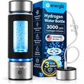 Hydrogen Water Bottle 16.2 oz with SPE/PEM Technology – Steel w/ Black, 3000 ppb Hydrogen Generator