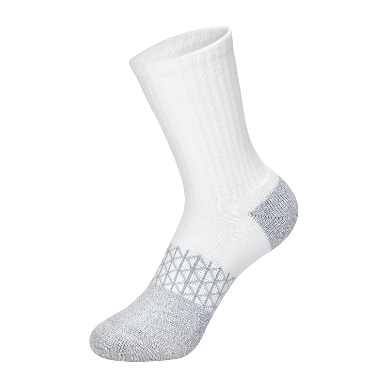 Hanes Absolute Active Cushioned Ankle Socks for Girls — White/Green, 6 Pairs, Crew (Large)