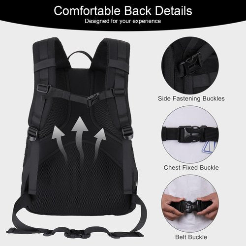 MOSISO 30L Military Tactical Backpack for Men, Daypack 3 Day Bug Out Bag Hiking Rucksack with Bottle Holder for Sport Outdoor Hiking Camping Training, Black
