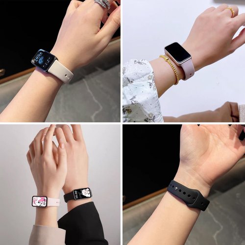 Z.DuDuZAZA Super Soft Bands Compatible for Huawei Band 8 9 10 Straps Replacement Perfectly for Huawei Band8/9/10 Wristband Change with Metal Connecting Adapters (black,starlight,pink)
