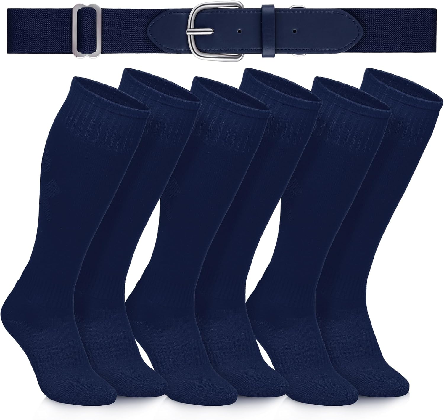 Skiennix Baseball Socks & Belt Combo - Youth Softball & Football Gear for Boys & Girls | 3 Pairs