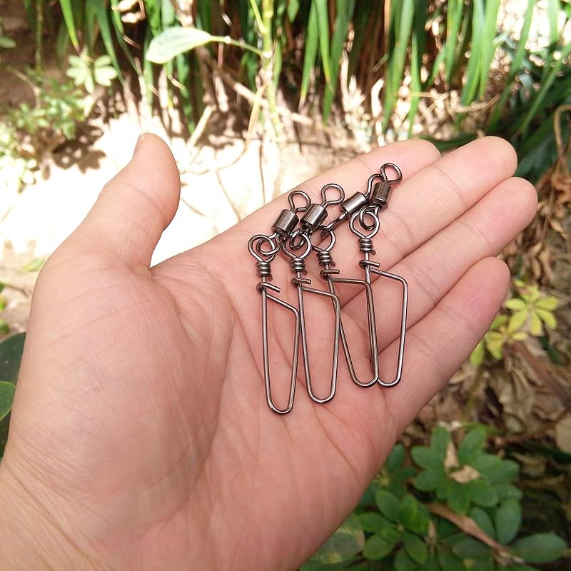 Dr.Fish 30 Pack Barrel Swivels, Stainless Steel Snap Crimps Lure Leader