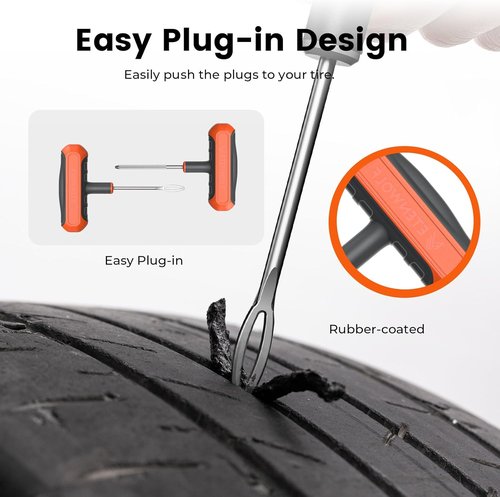 ETENWOLF Heavy-Duty Flat Tire Repair Kit - 16 Pcs Tire Plug Kit for Car, Motorcycle, ATV, Truck | Vivid Orange