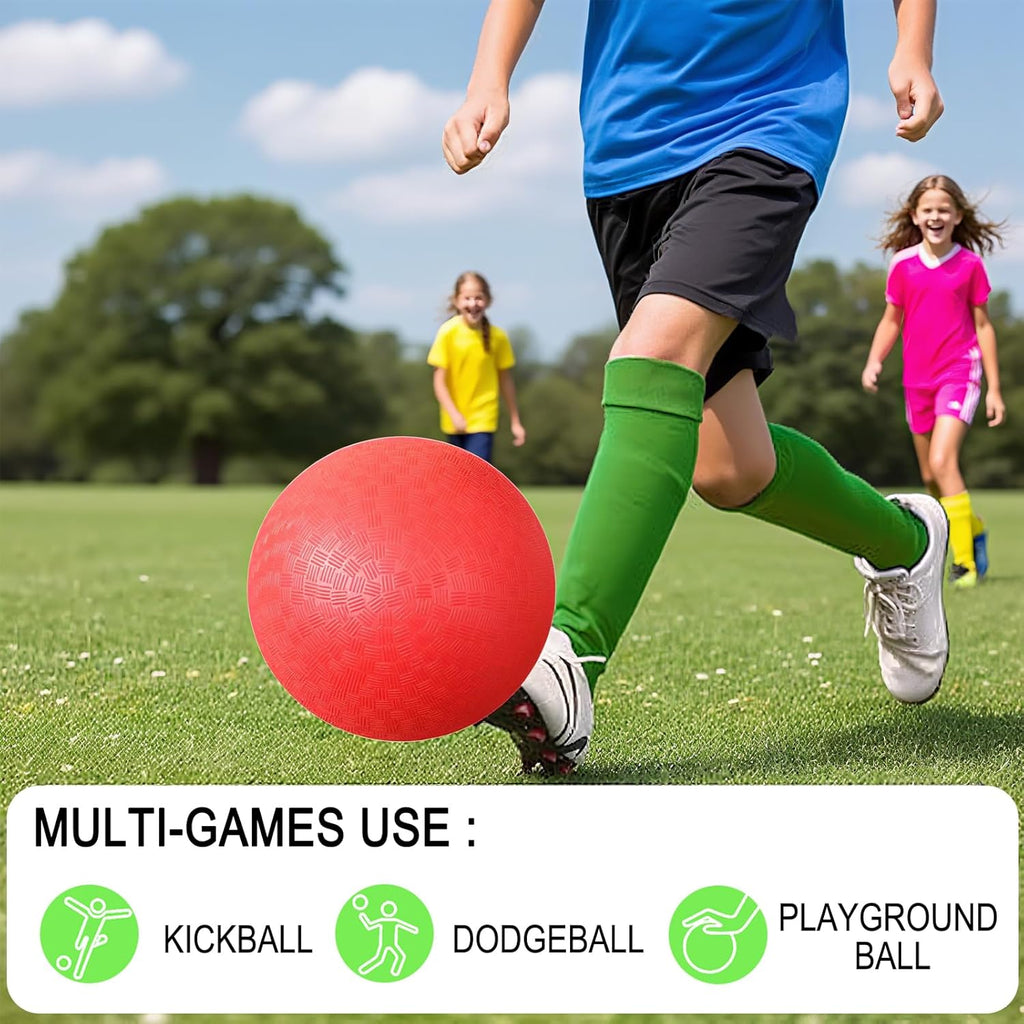 Skiennix 10-Inch Dodgeball Balls - Durable Rubber Kickball for Kids | Indoor & Outdoor Play with Pump