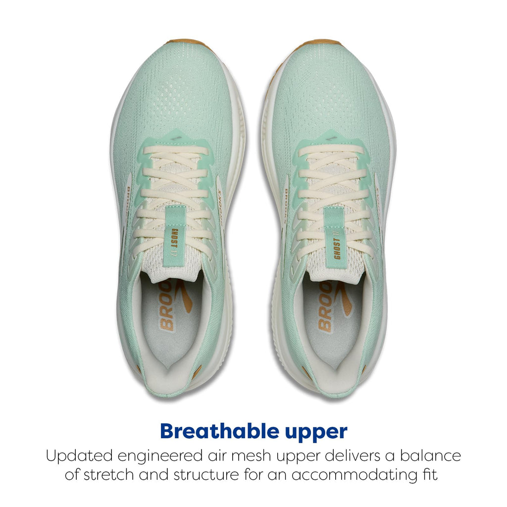 Brooks Women’s Ghost 17 Neutral Running Shoe - Honeydew/Coconut/Taffy - 7 Medium