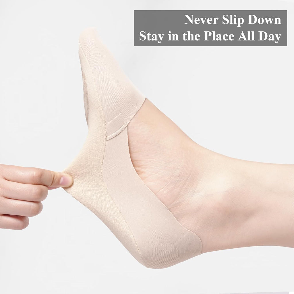 Skiennix No Show Socks - Women's Non-Slip Low Cut Invisible Liner Footies | Lightweight Silk, 6 Pairs
