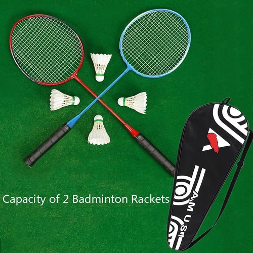 XGOPTS Thicken Badminton Racket Bag Single Shoulder Racket Case 2 Racquet Tennis Racket Cover Holder Bag Waterproof Padded Racket Carrying Bag Outdoor Sports Storage Bag for Men, Women, Youth