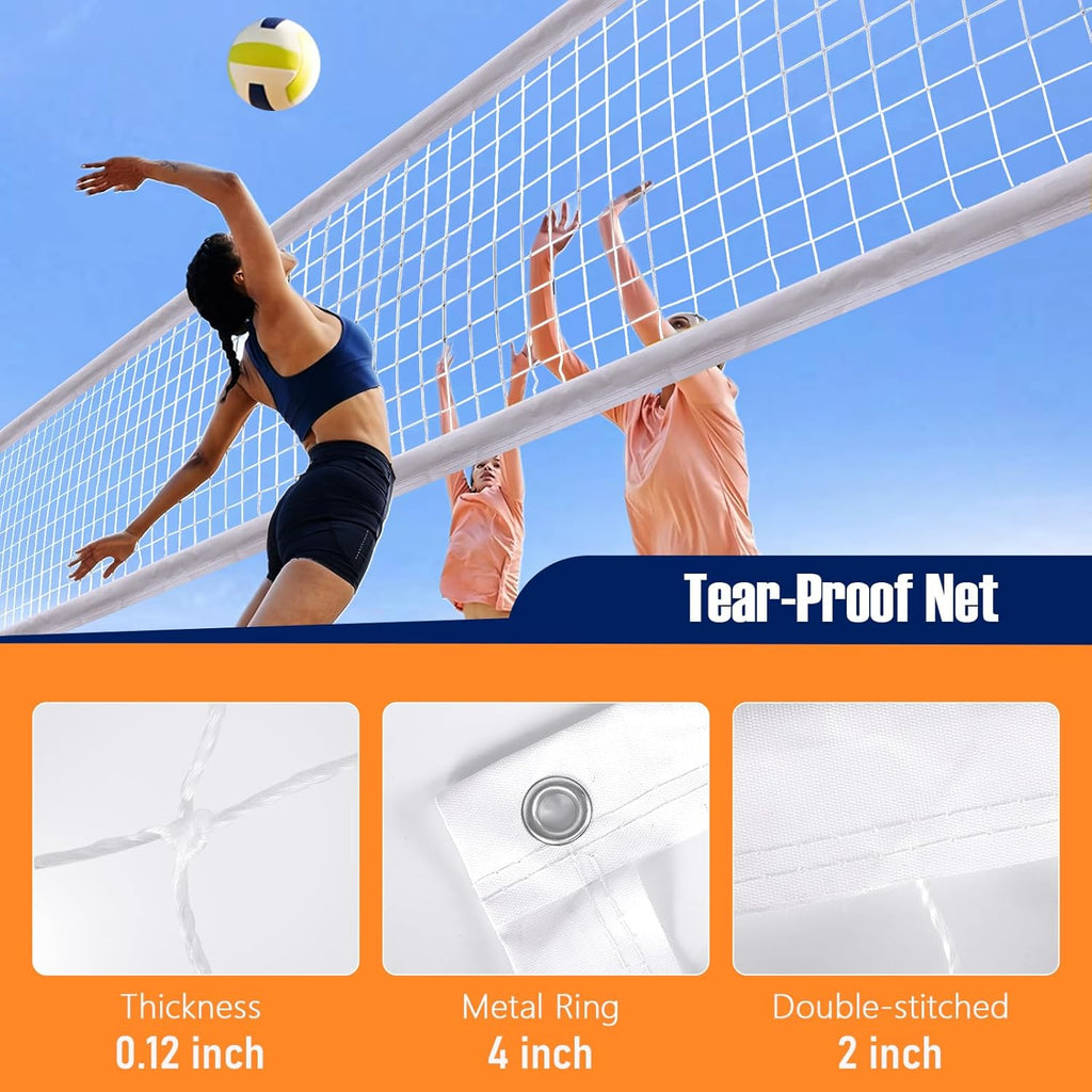 Regine Switzerland Heavy Duty Volleyball Net - 32x3ft Outdoor Replacement with Storage Bag