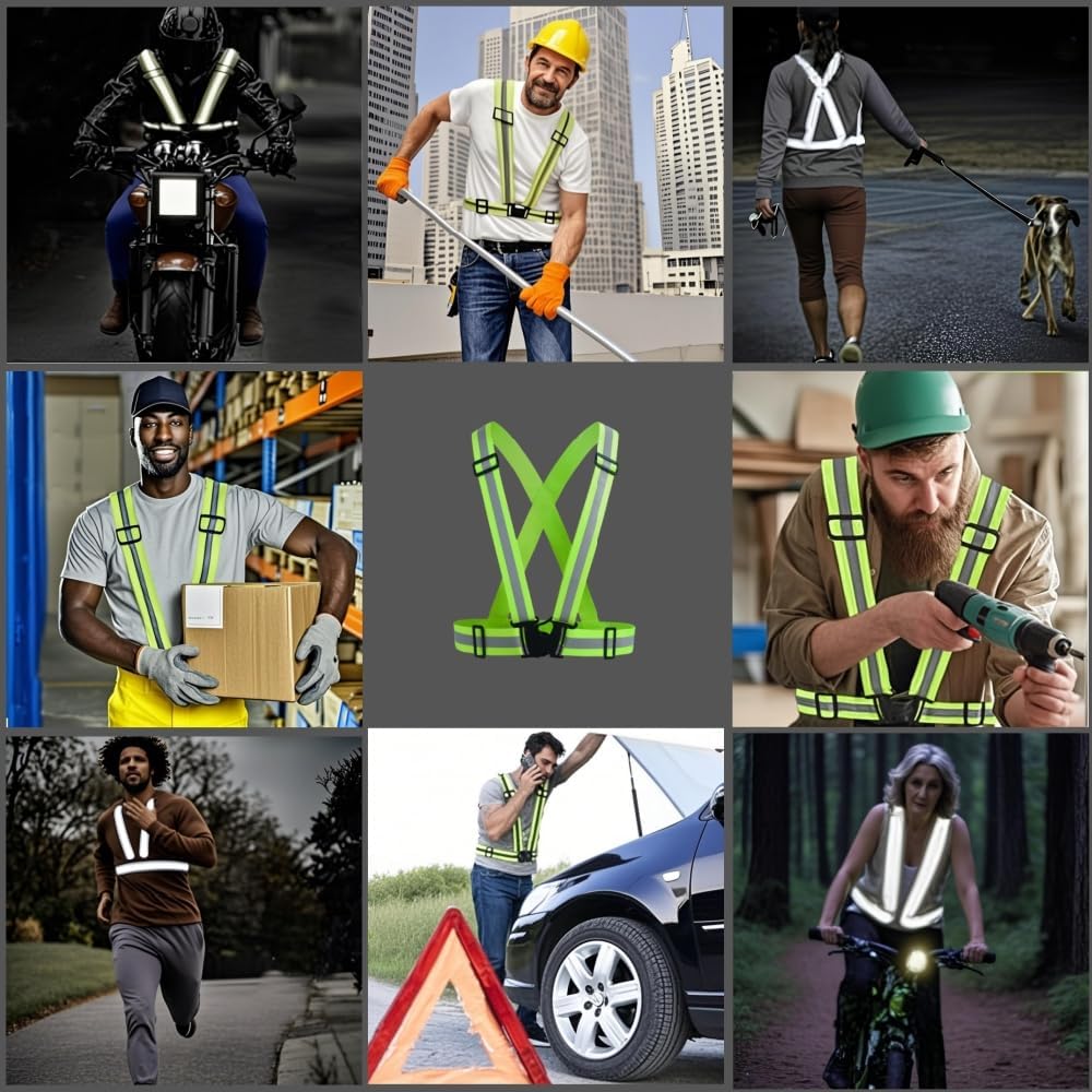Skiennix Adjustable Reflective Safety Vest - 360° Visibility for Cycling & Construction