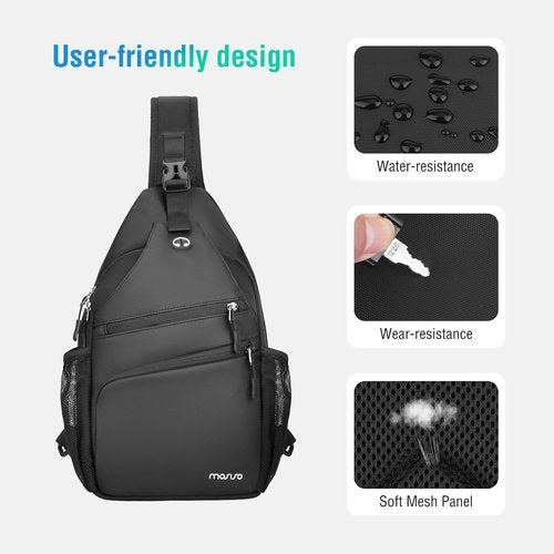 MOSISO Crossbody Sling Bag - Versatile Travel Backpack for Men | Compact Over Shoulder Chest Bag in Black