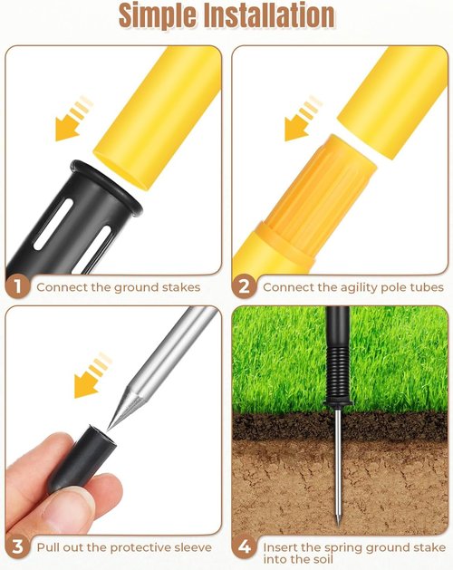 GHB Agility Poles 6 Pack 6ft Sports Soccer Training Poles,Detachable Speed Training Equipment Football Accessories
