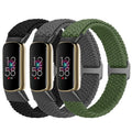 VNDAPT 3 Pack Elastic Braided Bands Compatible with Fitbit Luxe Band Women Men, Adjustable Nylon Straps Stretchy Replacement Wristband for Fitbit Luxe/Luxe Special Edition Fitness Tracker