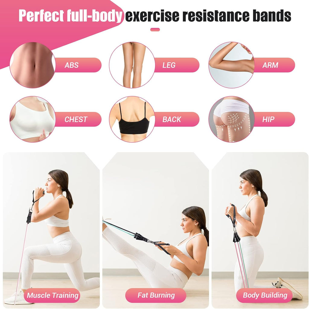 Skiennix Resistance Bands - 5 Level Workout Bands with Handles for Women | Ideal for Yoga & Pilates