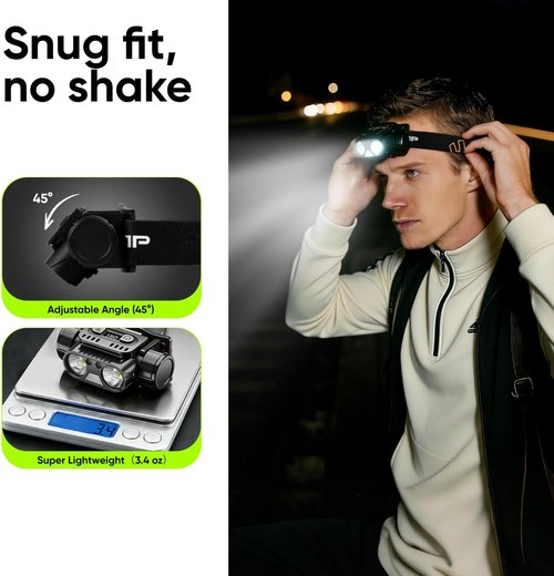 KINGBRO LED Headlamp - Rechargeable High Lumens Waterproof Sensor Light | 2-Pack for Camping & Hiking