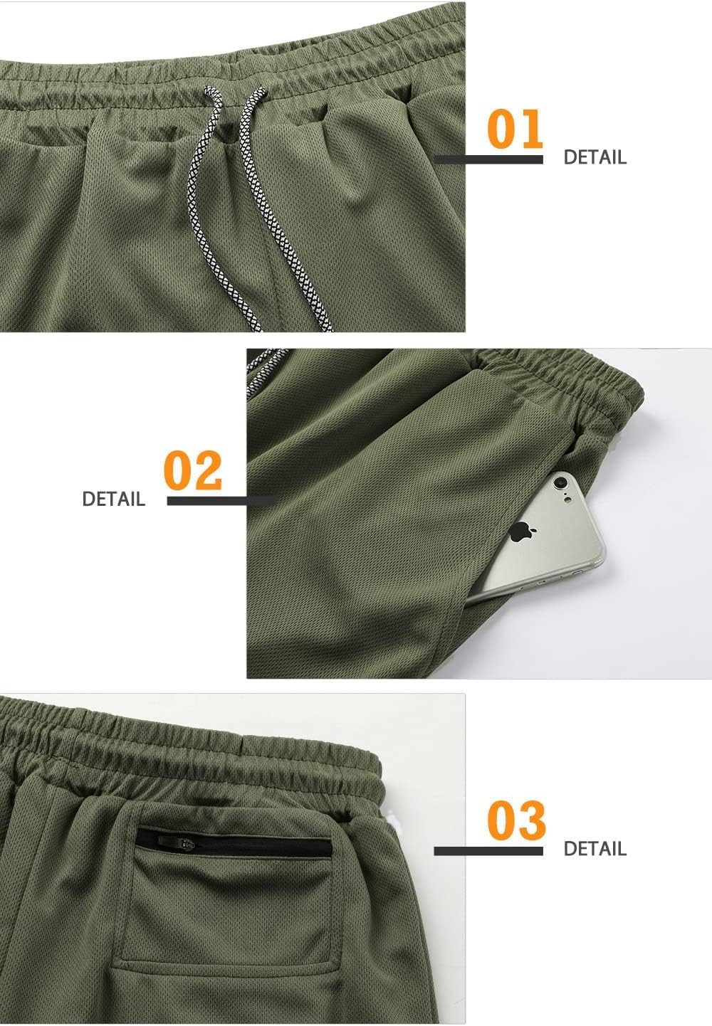 Surenow Men's Athletic Gym Shorts - Quick Dry Lightweight 2-in-1 Running Shorts with Pockets | 3 Pack