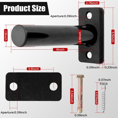 Wall Mounted Weight Plate Rack Storage, Steel Wall Mounted Weight Plate Holder Fits 2" Plates for Home Gyms, Garages, and Power Racks (Black-4pis)