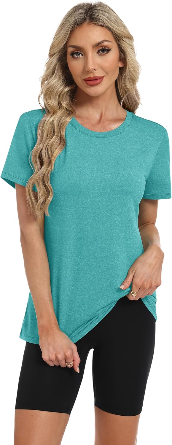 Skiennix Women's Short Sleeve Workout Tops - Summer Athletic Shirts for Yoga & Fitness | S-3XL