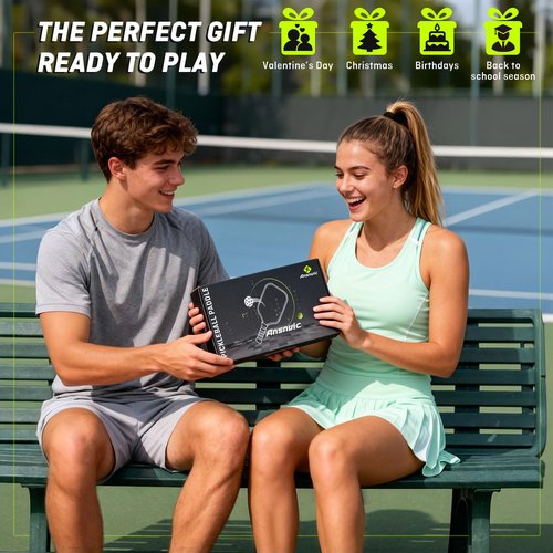 Ansnvic Pickleball Paddle T700 Carbon Fiber Surface & 16mm PowerCore Easy Spin, Great Control & Comfortable Power Lightweight Paddle for All Skill Levels