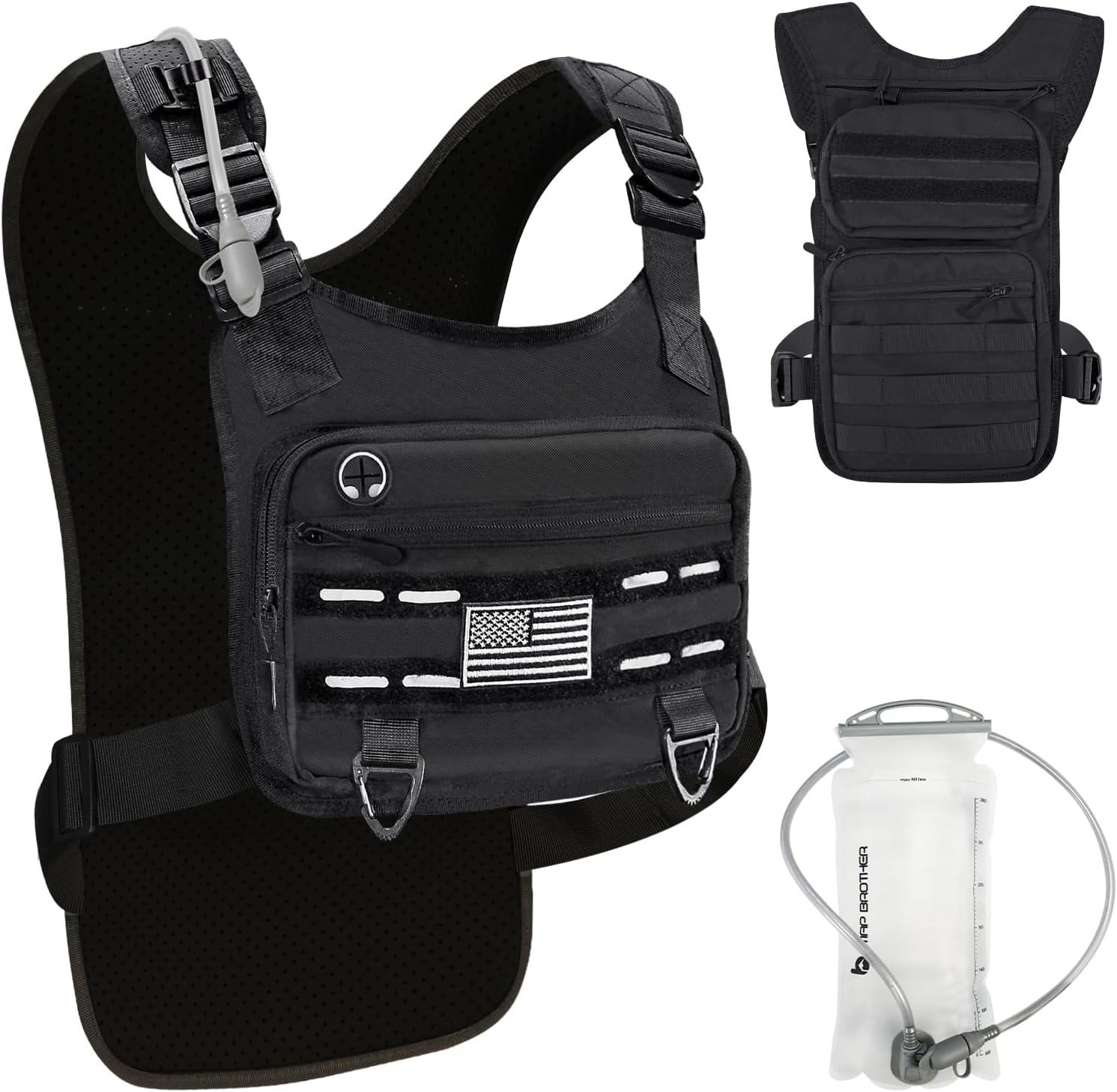 PORTHOLIC Running Vest - Adjustable Hydration Pack with 500ml/1.5L Water Bottle | Reflective & Lightweight for Hiking