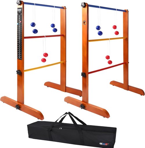 GSE Games & Sports Expert Ladder Ball Toss Game Set - Premium Solid Wood with Carrying Case for Outdoor Fun