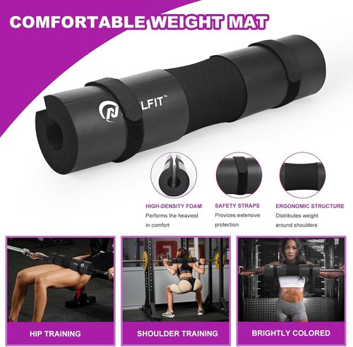 NEALFIT Barbell Pad Set - Heavy Duty Squat Pad with Lifting & Ankle Straps for Weightlifting | Home Gym Essential