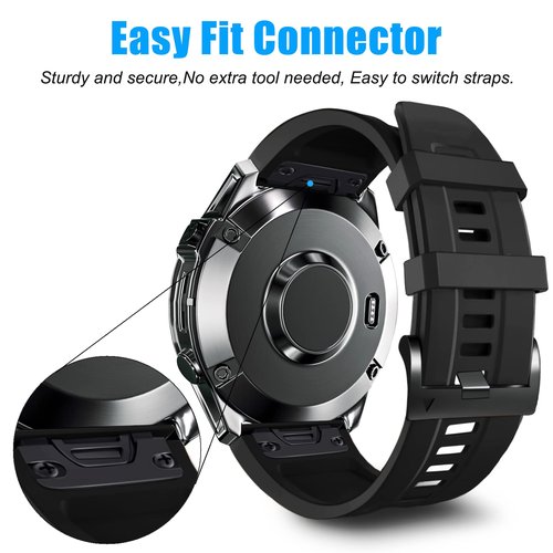 ZPJPPLX 22mm Quick-Fit Silicone Band Compatible with Garmin Fenix 8 Pro 47mm/E/7 Pro/7/6 Pro/6/5 Plus/5, Sport Replacement Straps For Approach S70/S62/Forerunner 970/965/955/quatix tactix 8 7 Pro 47mm