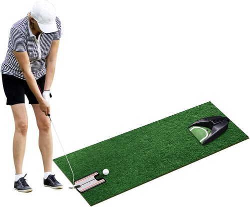 Shu-Ran Golf Putting Alignment Mirror with Putting Cup Combo, Portable Putting Training Aids, Practice Putting Trainer with Hole Cup Set, Mirror Size 12”L x 6”W